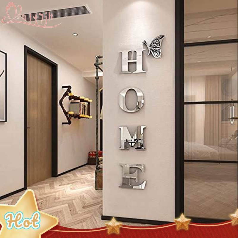 Decoração De Parede Sinais De Letras Espelho Acrílico Adesivo Decorações Para Sala De Estar Quarto Casa , Prata Fácil In