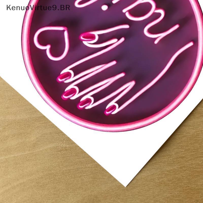 KVBR Redondo Rosa Neon Arte Do Prego Pendurado Sinal Brilho Não Elétrico Parede Stier Para Quarto Adolescente Loja De Un