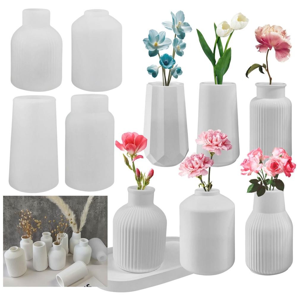 Molde De Silicone Epóxi De Cristal 3D DIY-Para Decoração De Vaso De Flores De Cimento/Gypsum , Ferramenta De Fabricação