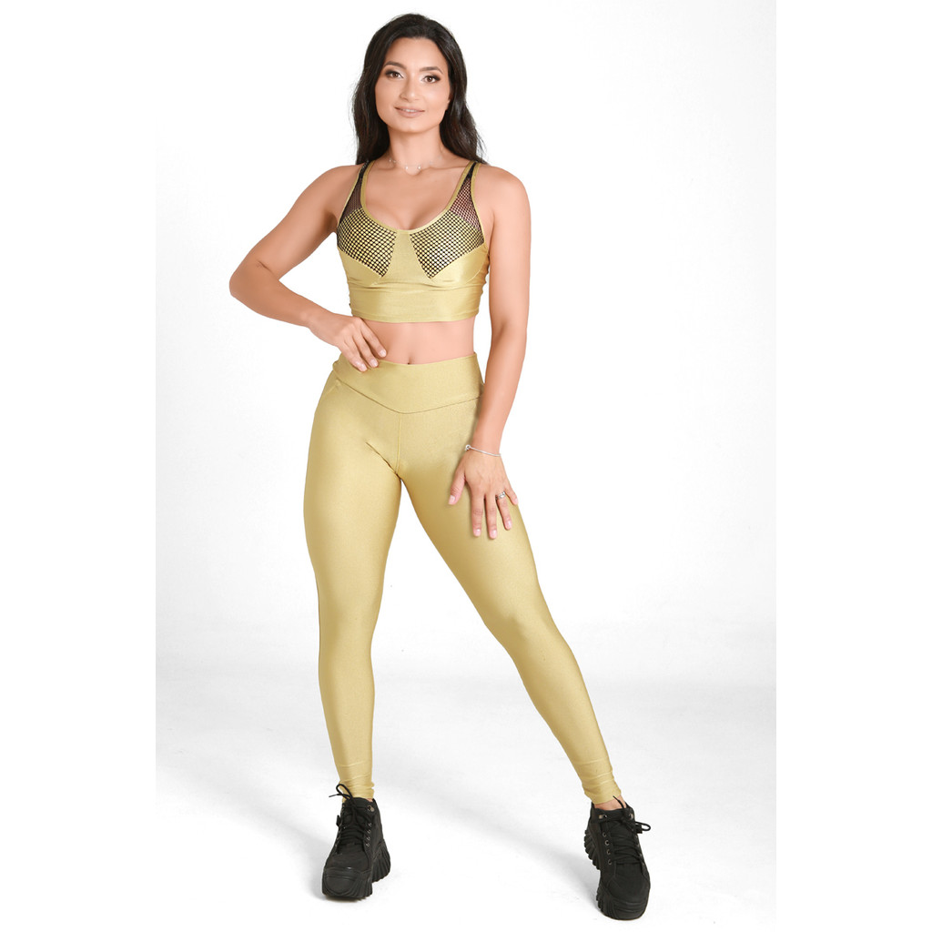 Top Cropped feminino Gypsum Dourado Dynamite
