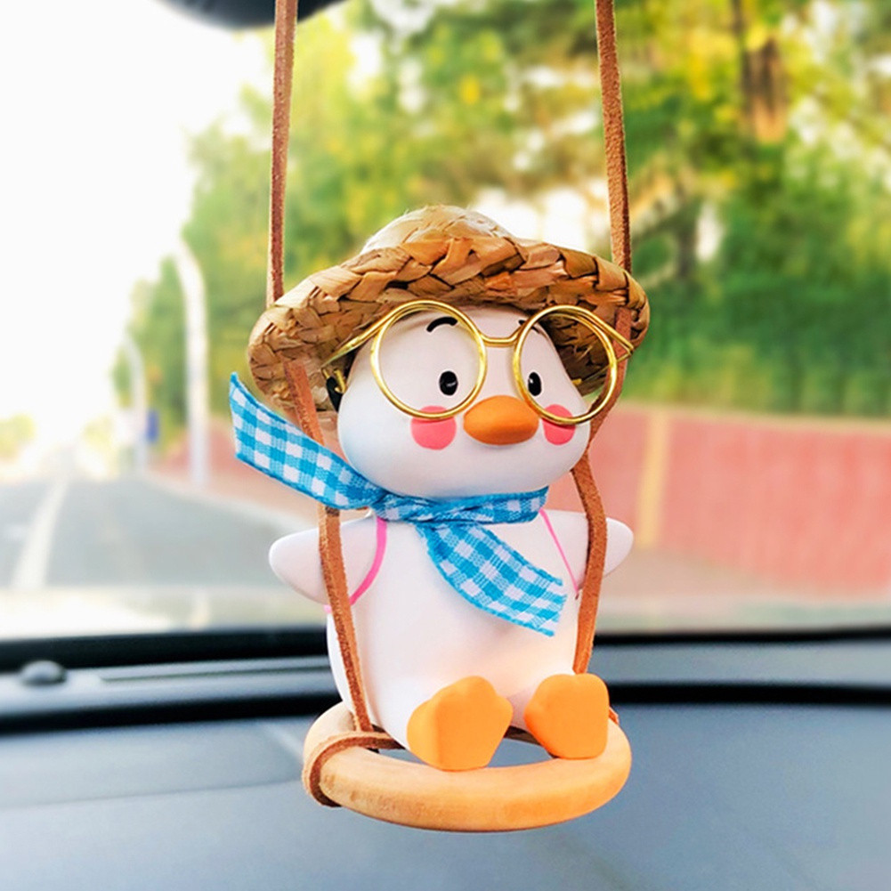 OM Cachecol Pendurado De Carro Com Pingente De Pato Auto Espelho Retrovisor Ornamentos Decoraction Gypsum Anime Acessóri