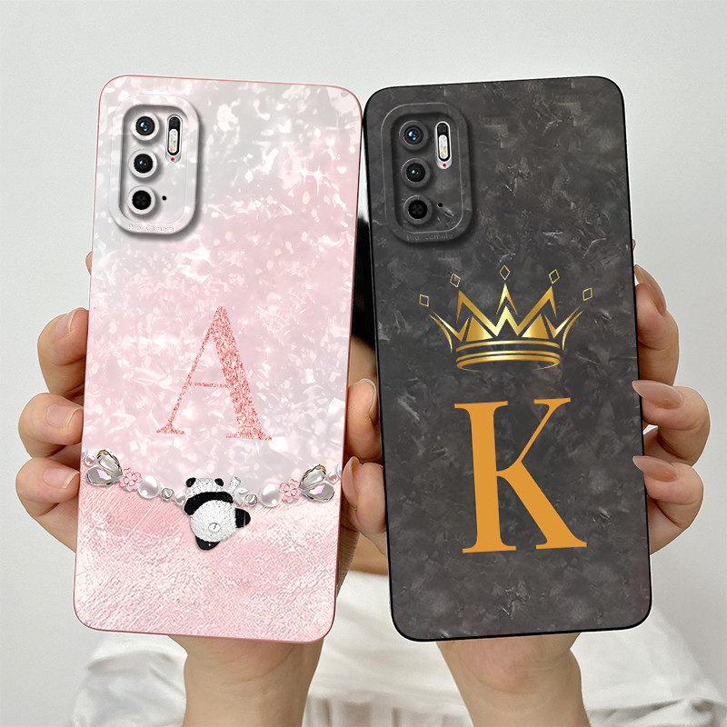Para Xiaomi Poco M3 Pro M3Pro 4G 5G Lente Quadrada Capa Protetora Do Telefone PocoM3 Moda Coroa Letras Pintadas Caso De