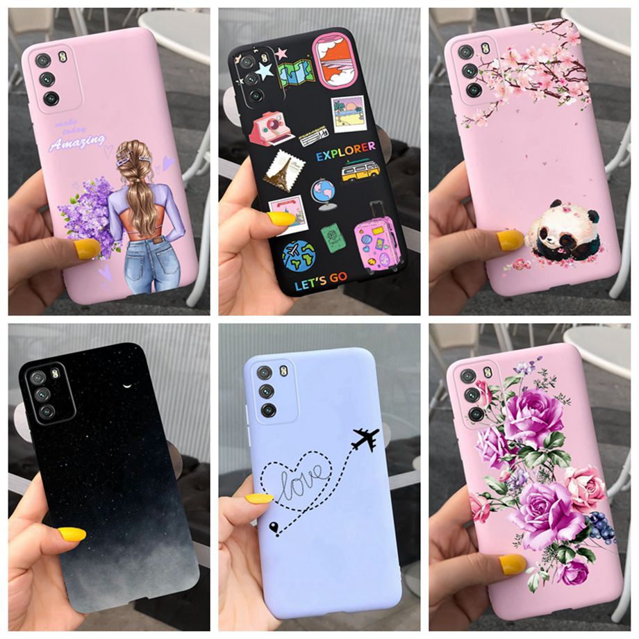 Estojo Para Xiaomi Poco M3 M3 Pro 5G Cartoons Bonitos Flores Impresso Caixa De Silicone Macio PocoM3 M 3
