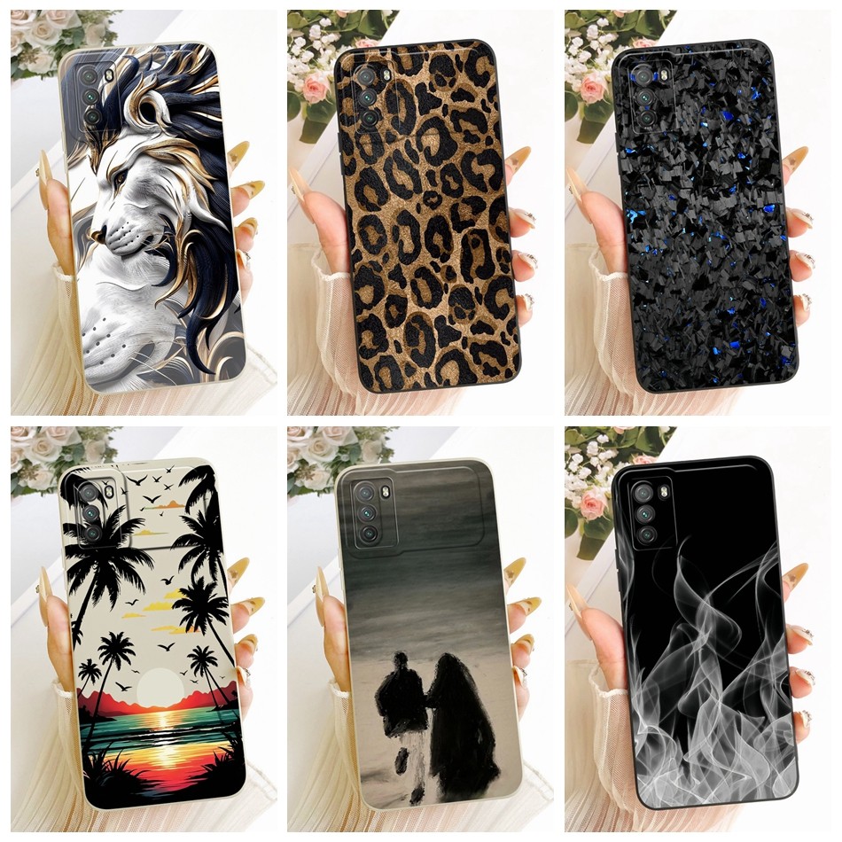 Para Xiaomi Poco M3/PocoM3 Pro 5G 4G Moda Legal Padrão Telefone Embalagem Lente Protetora Caso De Silicone Macio