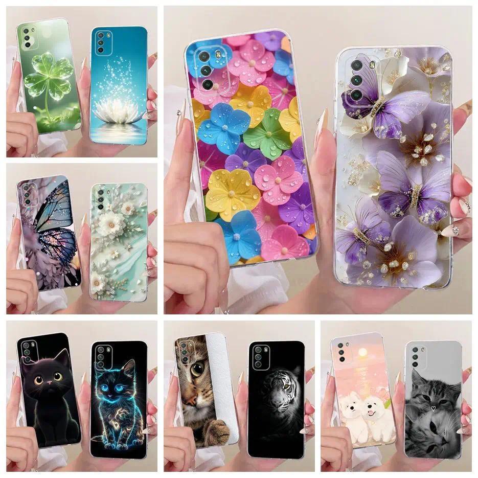 Para Xiaomi Poco M3 Caso PocoM3 Pro Flores De Luxo Borboleta Pintada Capa De Silicone Macio PocoM3 Escudo