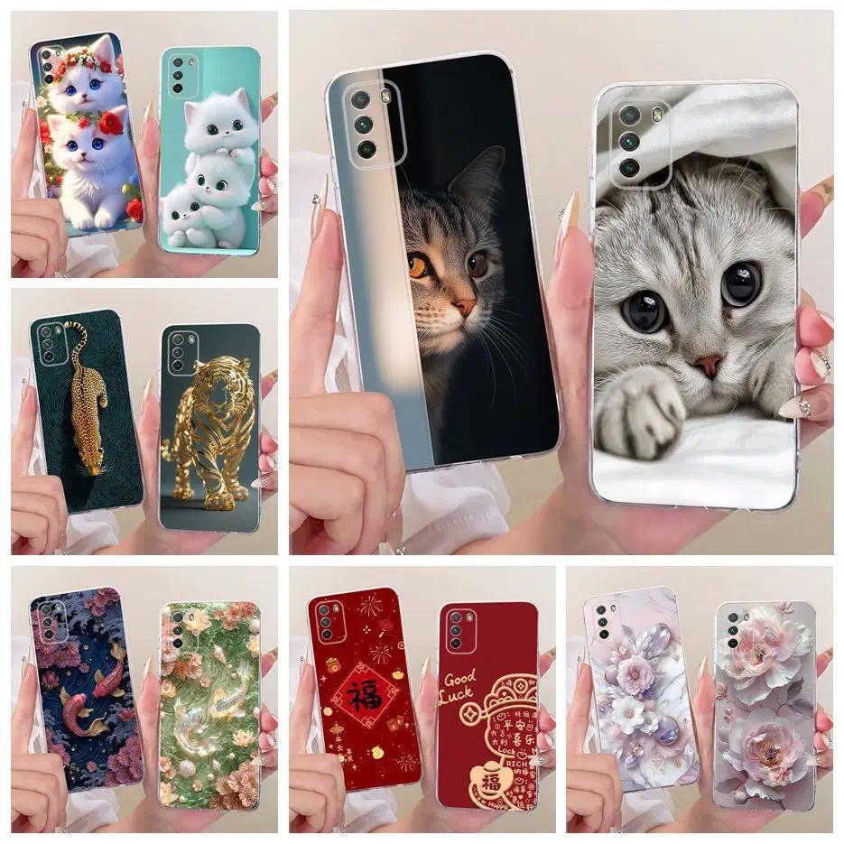 Para Xiaomi Poco M3 Caso PocoM3 Pro Gato Bonito Moda Pintado Capa Macia Fina De Telefone PocoM3 Sacos De Embalagem