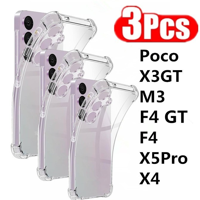 Kit 3 Capa Capinha Xiaomi Poco F4 Pro X5 Pro X4 Tpu Anti Impacto Transparente Case Mi PocoX3 PocoM3 PocoF3
