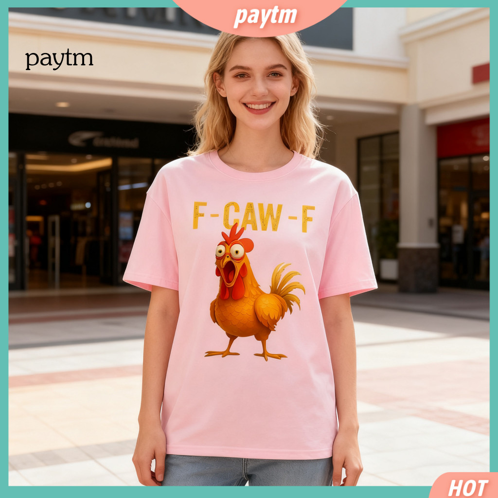 Men Lightweight T-shirt Rooster Graphic Tee for Print Unisex Funny F-caw-f Breathable Crew Neck Short Sleeve for Women P
