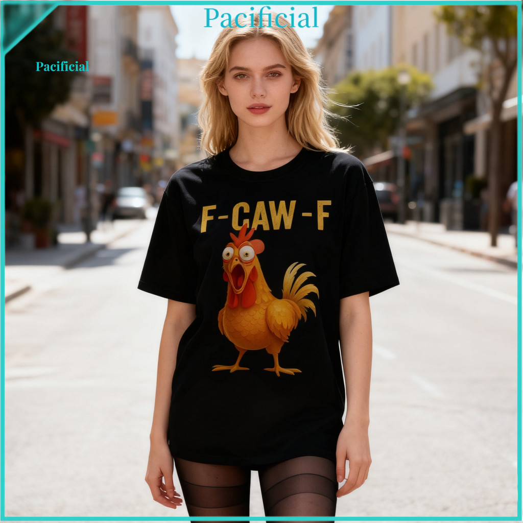 Men Shirt Athletic Style Rooster Print Unisex T-shirt Funny F-caw-f Graphic Tee Breathable Crew Neck Short Sleeve for Wo