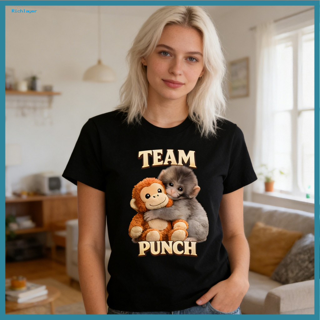 Trendy Print Shirt Unisex Funny Graphic Tee Monkey Punch Cute Orangutan T-shirt Short Sleeve Round Neck for Men Women St