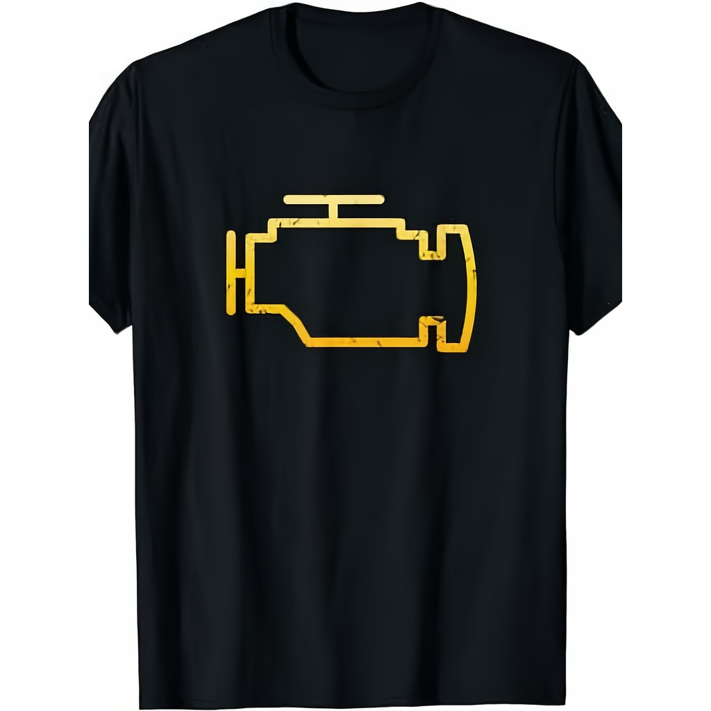 Camiseta 100% Algodão - Funny Check Engine Light Car Mechanic Print
