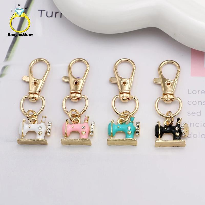 [BANY] 4 Peças De Mini Chaveiros Para Máquina De Costura – A De Memória E Significado , Chaveiro Vintage De Metal Esmalt
