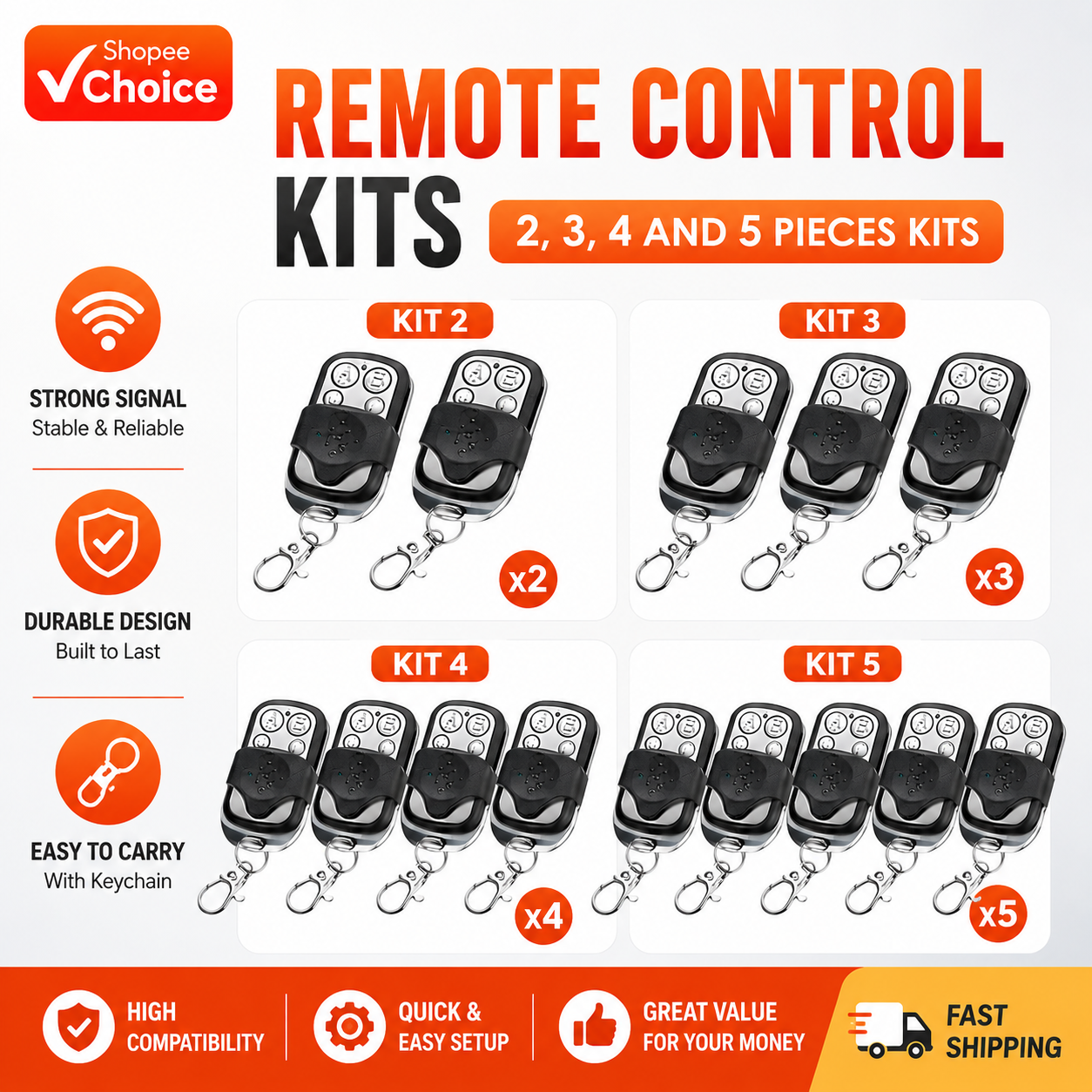 Kit De Controle Remoto Universal 433MHz , Abridor De Portão Sem Fio De 4 Botões , Duplicador De Clone Para Portas De Gar