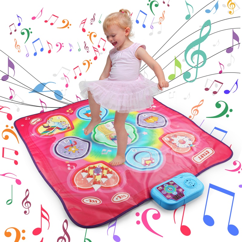 Crianças Música Dança Tapete Brinquedos Com Luz LED 3 Modos De Jogo Níveis De Desafio Antiderrapante Dinossauro Jogar Na