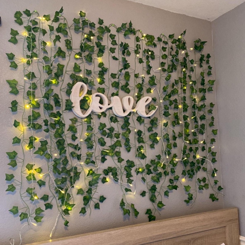 2m Planta Verde Artificial 3m LED String Light Family Decoração De Sala De Casamento Pendurado