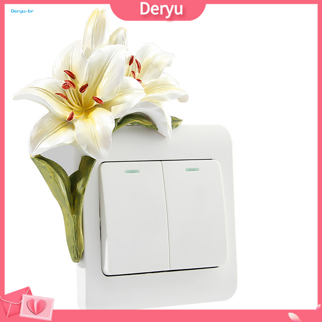 Home Wall Art Ornament Resin Switch Sticker 3d Floral Light Decorative Plate Cover Self-adhesive Flower Decor for for So