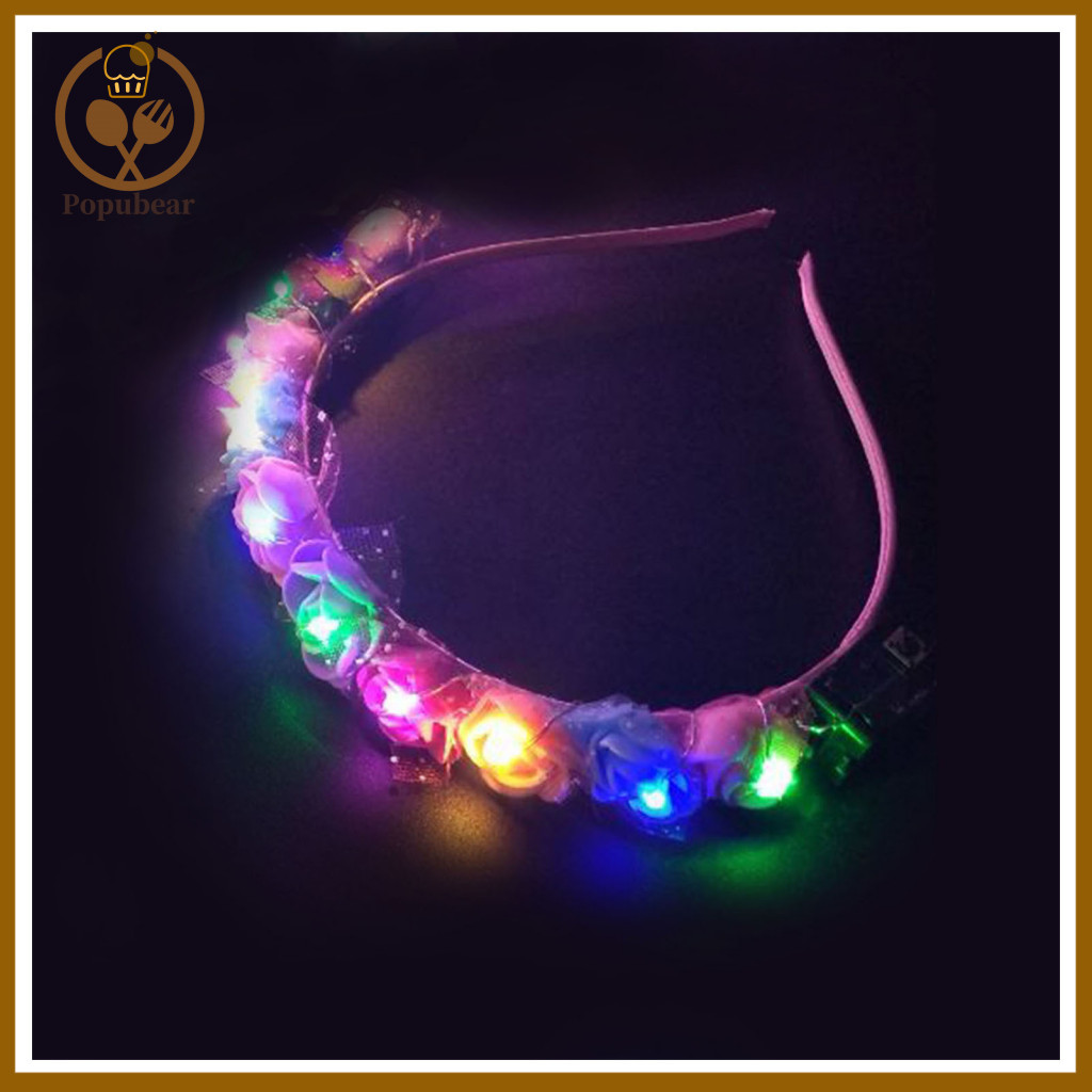 Fashionable and Sweet Hair Accessory Flower Headband for Thick Women’s Light Up Glow Hairband for Parties Birthdays Fe