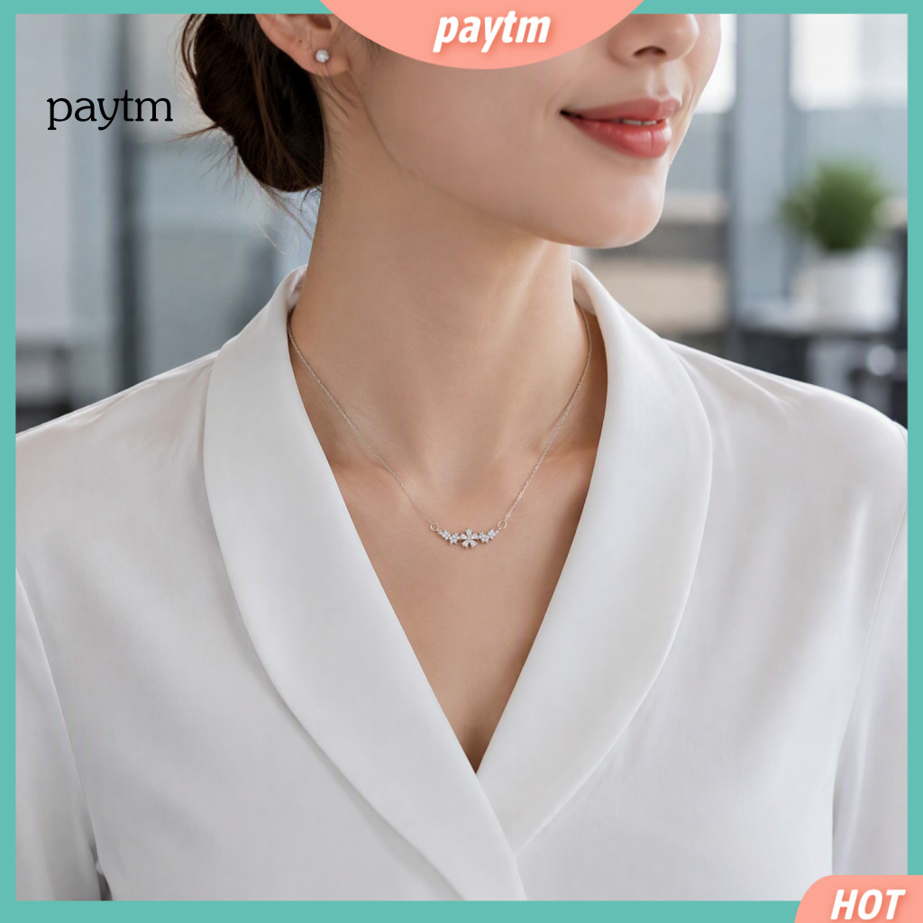 Gold Silver Plated Chain Lightweight Accessory 5 Petal Flower Zirconia Necklace for Women Minimalist Light Luxury Choker