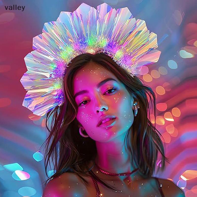 [VLY] Light Up s Brilhante Coroa Cantores LED Laser Piscando Cocar Luminosa Boate Festa Headwear [BR]