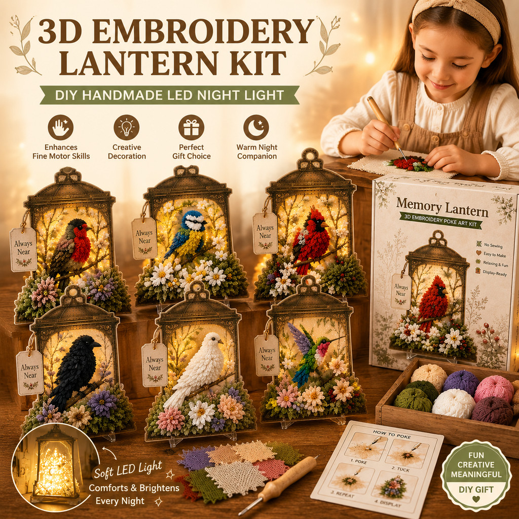 Kit De Lanterna De Bordado 3D DIY Poke Art Artesanato De Costura LED Night Light Bird Flower Decor Para Crianças E Adult