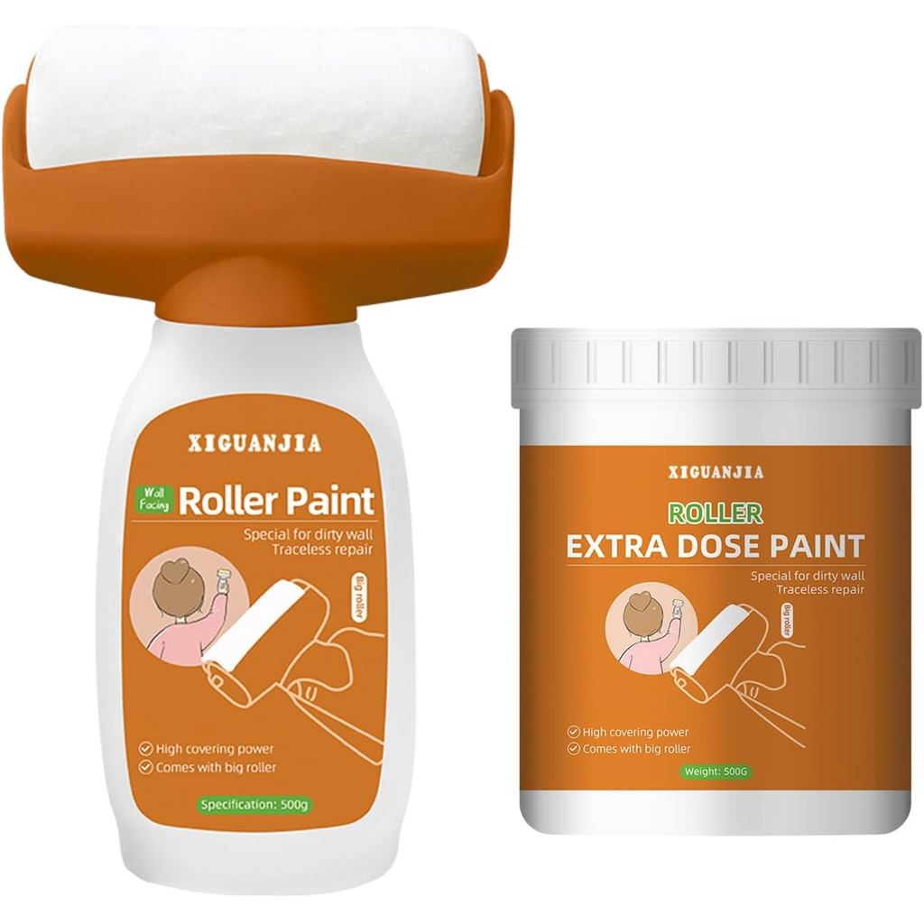 White Paint - Easy cleaning and pristine walls,Small roller brush repair kit,Scratch and yellowing repair,Water-based,Ve