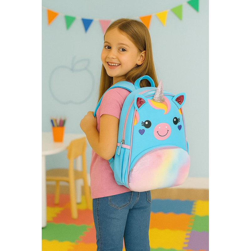 Mini Mochila Escolar ou Passeio Infantil Dinossauro, Astronauta, Lhama, Coruja, Unicórnio e Leão.