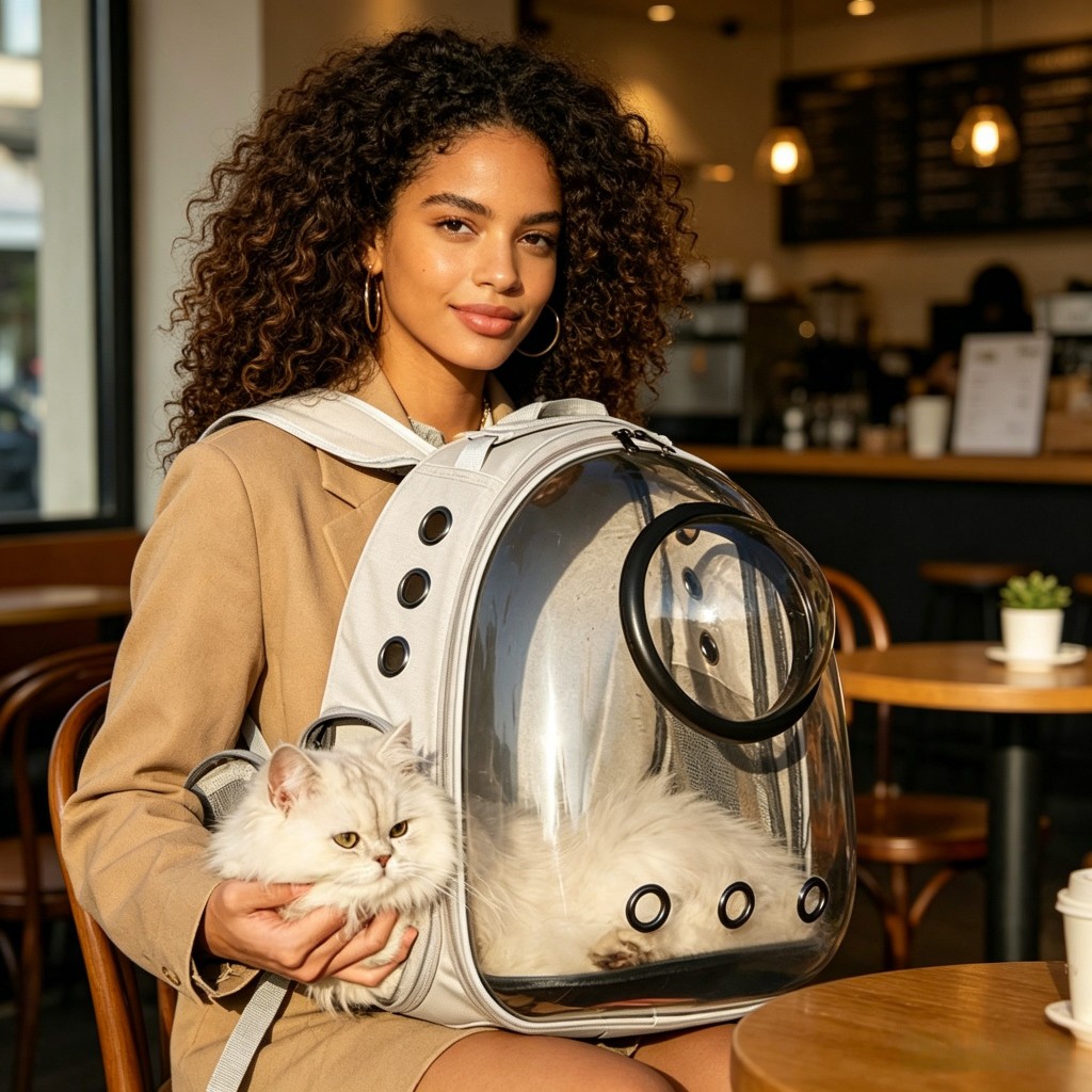 Mochila Bolsa Pet Cápsula Espacial Astronauta Transparente Respirável Leve para Gato Ou Cachorro Viagem e Passeio