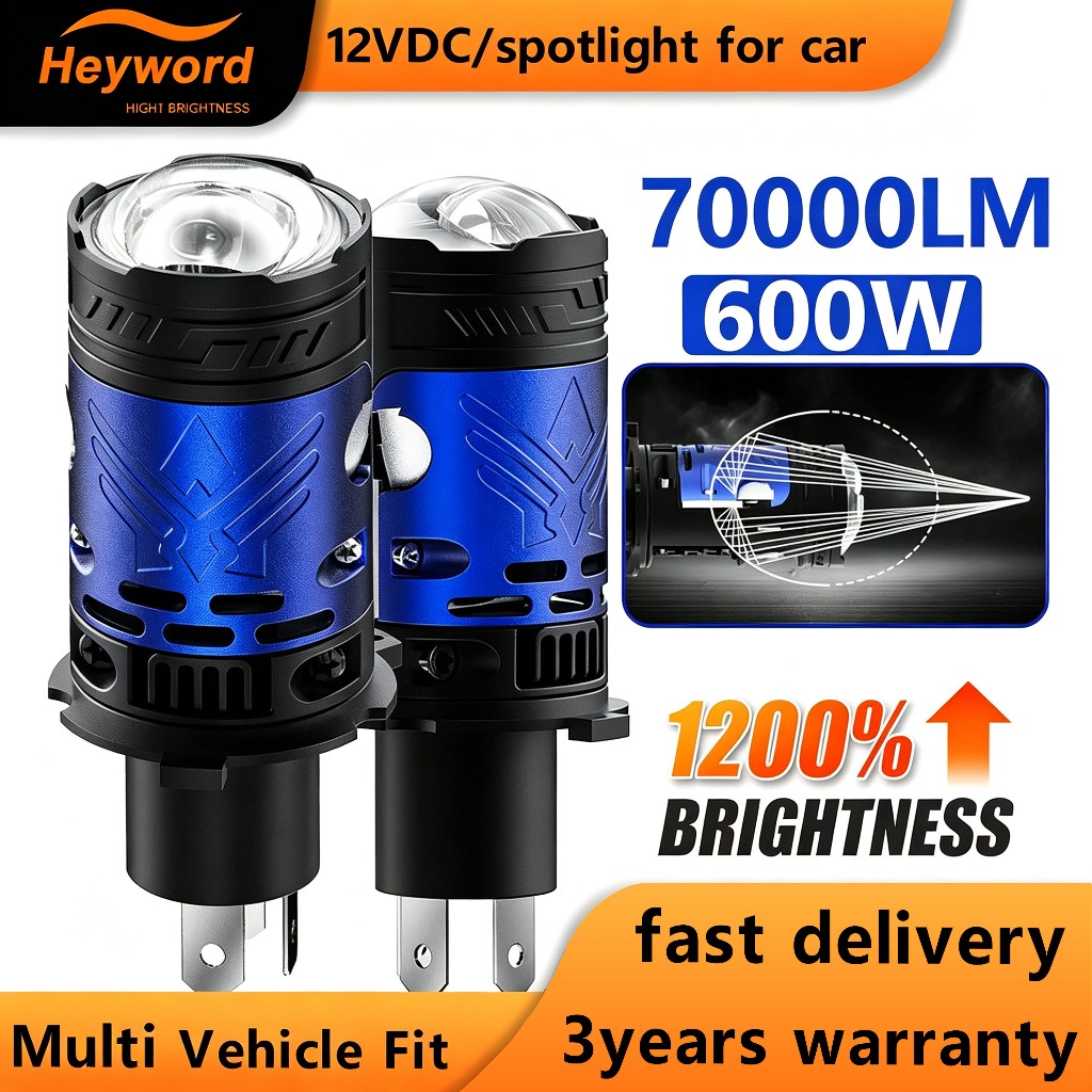 Heyword 2pcs Faróis LED Super Brilhantes H4 9003 HB2 , 35 Milhões De Lúmens 600W 6000K Ventilador Turbo Embutido Leve ,