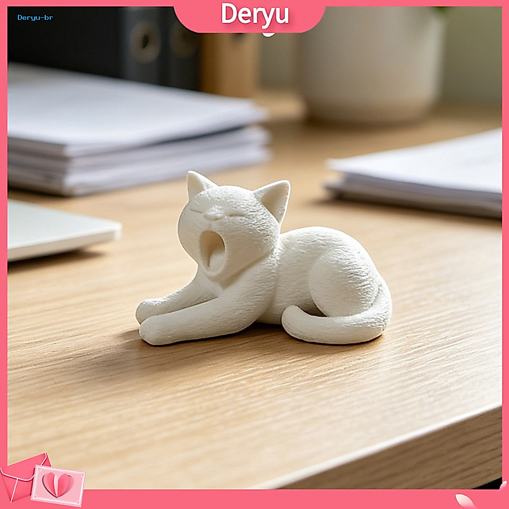 Black and White Cat Decor Cute Ornament 3d Printed Realistic – Plush Texture Figurine Healing Sculpture for Desk Car B