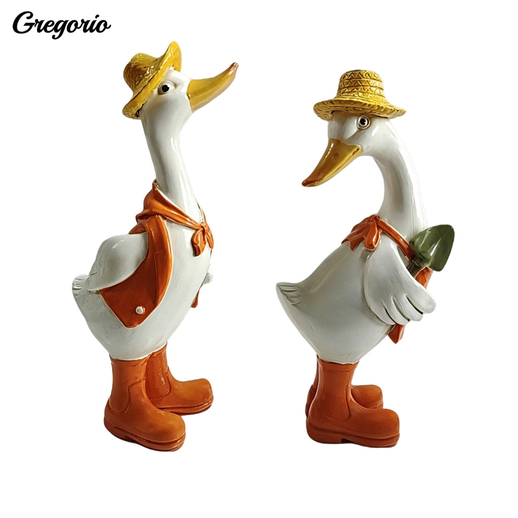 Duck Garden Decor Resin Ornaments Funny Goose Statue for Porch Outdoor Farm Cute Sculpture for Patio Backyard Fence –