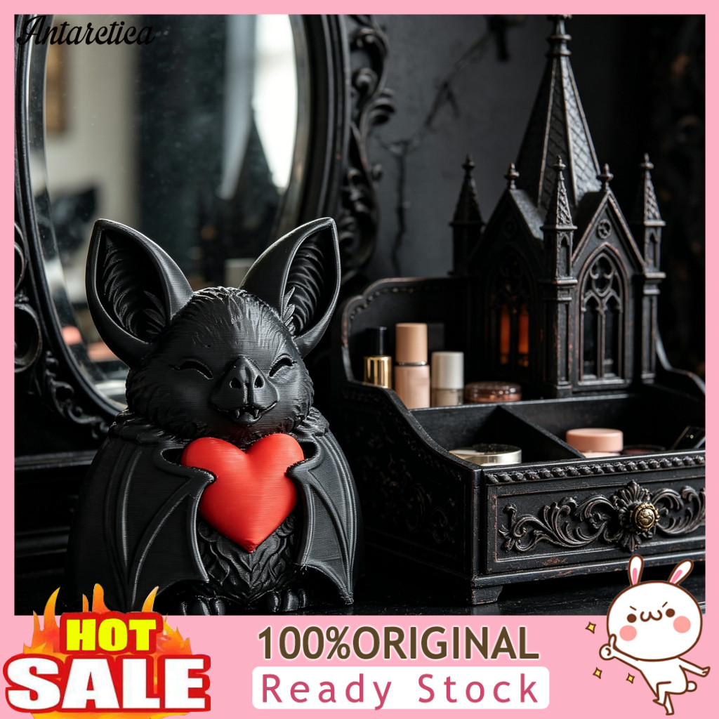 Dark Style Ornament Bat Decor Cute Heart 3d Printed Halloween Decoration Novelty Tabletop Sculpture for Spooky Party Hau