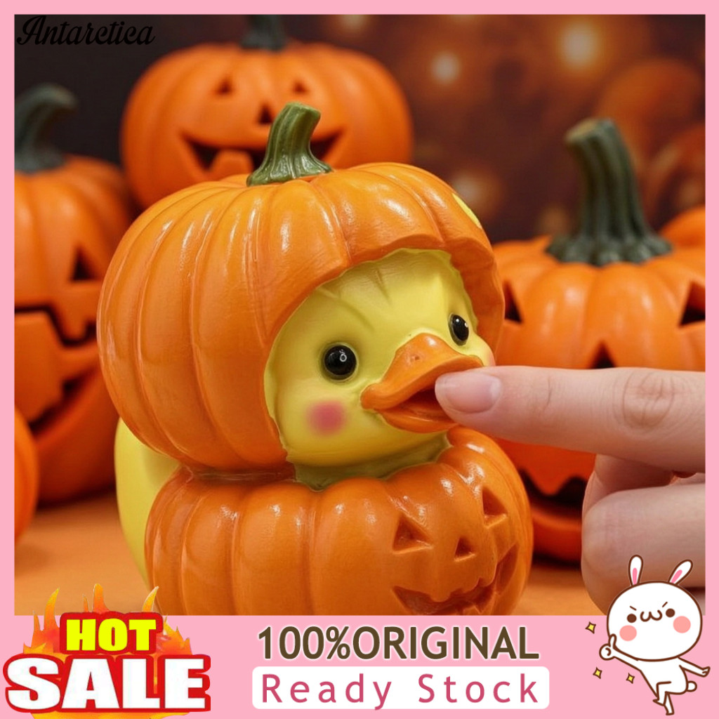 Compact Resin Sculpture for Windows Small Pumpkin Duck Desk Decor Halloween Ornament Cute Yellow Figurine Stacked Mini f