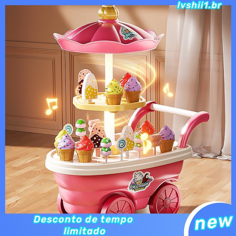 Crianças brincam casa sorvete caminhão música brinquedo menina doces sorvete carrinho máquina de sorvete conjunto do beb