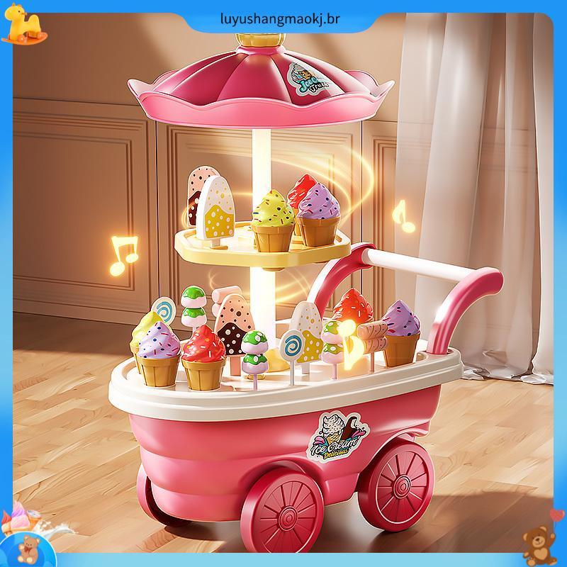 Crianças brincam casa sorvete caminhão música brinquedo menina doces sorvete carrinho máquina de sorvete conjunto do beb