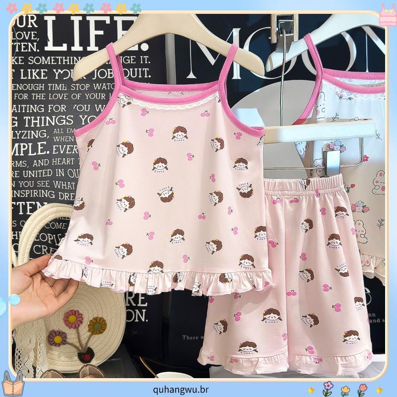 4973 pessoas coleção verão crianças Modal estilingue camisola terno meninas dos desenhos animados bonito camisola do beb