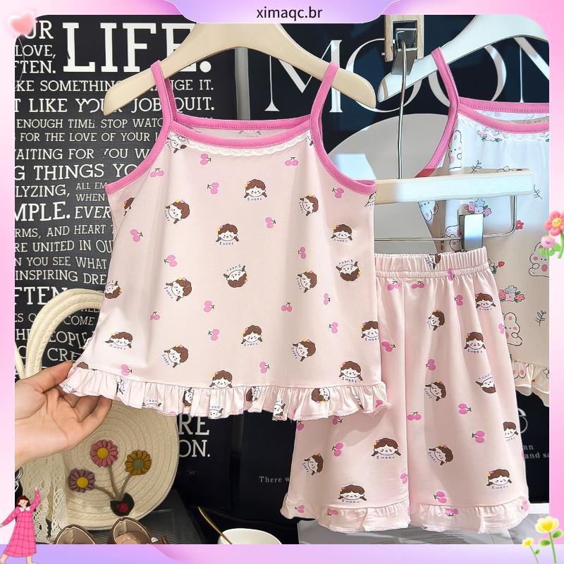 4973 pessoas coleção verão crianças Modal estilingue camisola terno meninas dos desenhos animados bonito camisola do beb