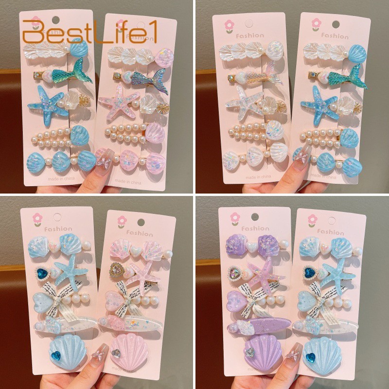 Conjunto De Grampos De Cabelo Infantis , Clipes De Corte Cauda De Sereia Franja De Princesa Para Meninas Laterais De Beb