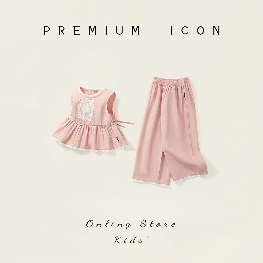 Estoque pronto [Novo estilo de verão] Roupas infantis coreanas da moda 2026 Verão Novo estilo menina doce rosa terno beb