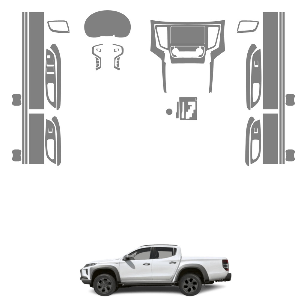 Película PPF Proteção Kit Interior Exterior Mitsubishi L200 Triton HPE S 2021 2022 2023 2024 2025 Anti Risco