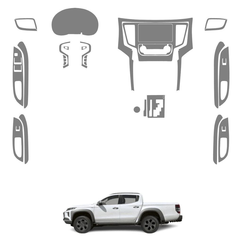 Película PPF Proteção Kit Interior Completo Mitsubishi L200 Triton HPE S 2021 2022 2023 2024 2025 Anti Risco