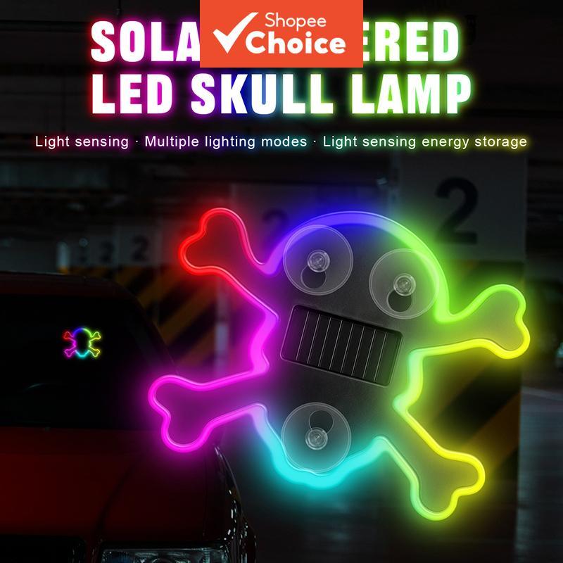 Kevanly Solar Skull Car Atmosphere LED Light Instalação Não Destrutiva