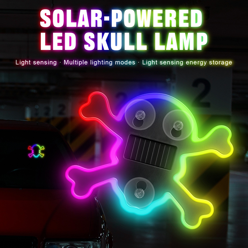 Kevanly Solar Skull Car Atmosphere LED Light Instalação Não Destrutiva
