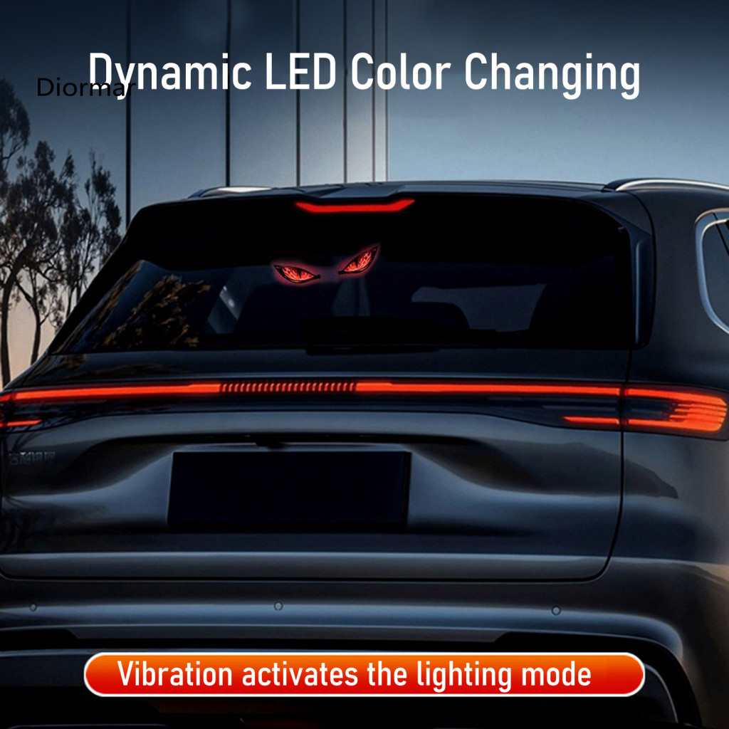Dynamic Light Led Atmosphere Lamp Solar Devil Eyes Windshield with Magnetic Mount 3 Modes Digital Panel Car Warning Sign