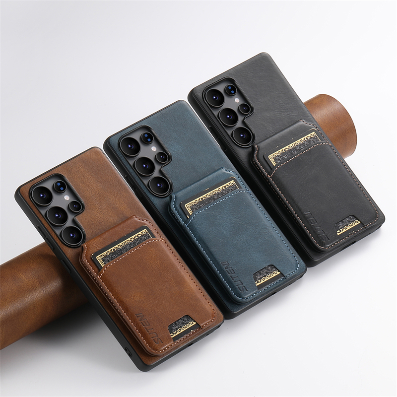 Capa De Couro Luxuosa Com slot Para Cartão Multiposição Samsung Galaxy S26 S25 S24 S23 S22 Ultra Plus