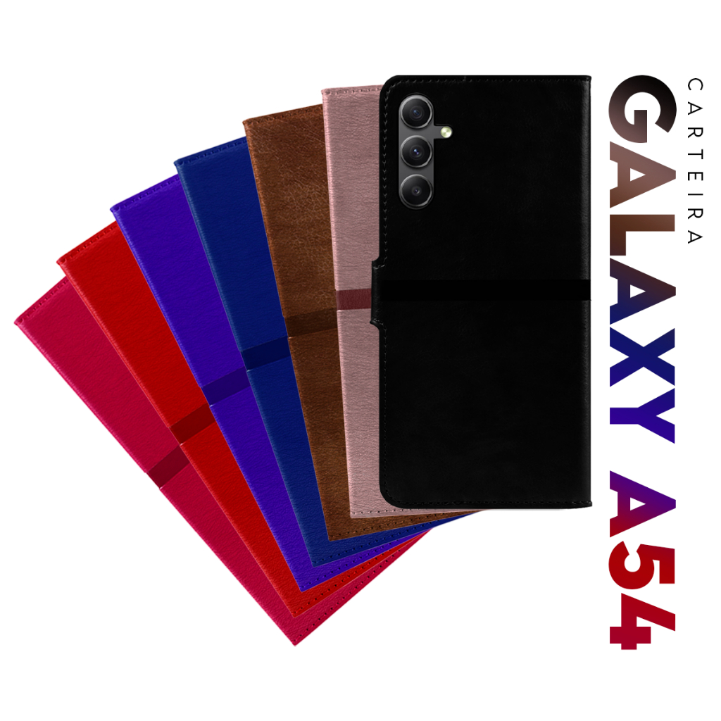 Capa Case Capinha Carteira Flip Cover Couro Sintético PRETA Para Samsung Galaxy A54 5g A546 6.4 - Cell in Power25