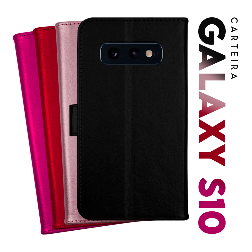 Capa Case Capinha Carteira Flip Cover Couro Sintético PRETA Para Samsung Galaxy S10 G973 tela 6.1 pol Cell in Power25