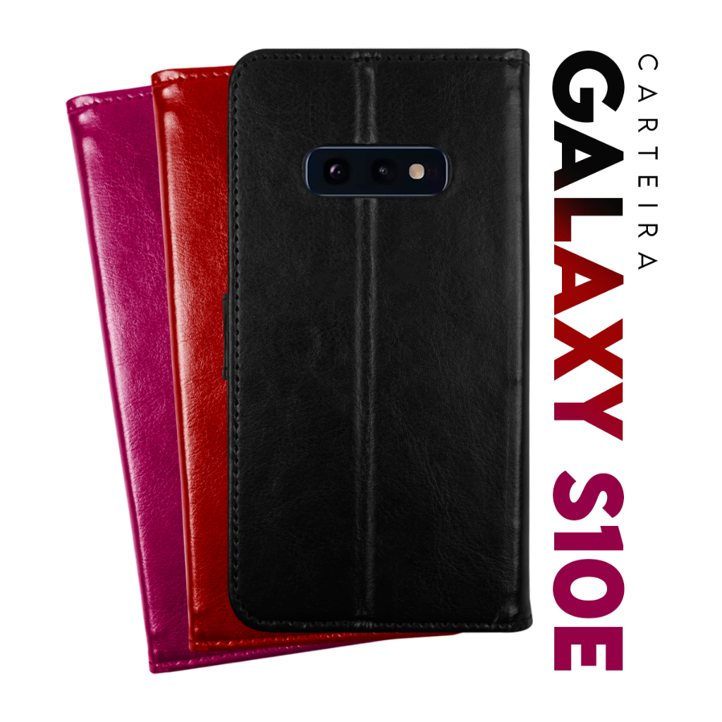 Capa Case Capinha Carteira Flip Cover Couro Sintético PRETA Para Samsung Galaxy S10e G970 Tela 5.8 Cell in Power25