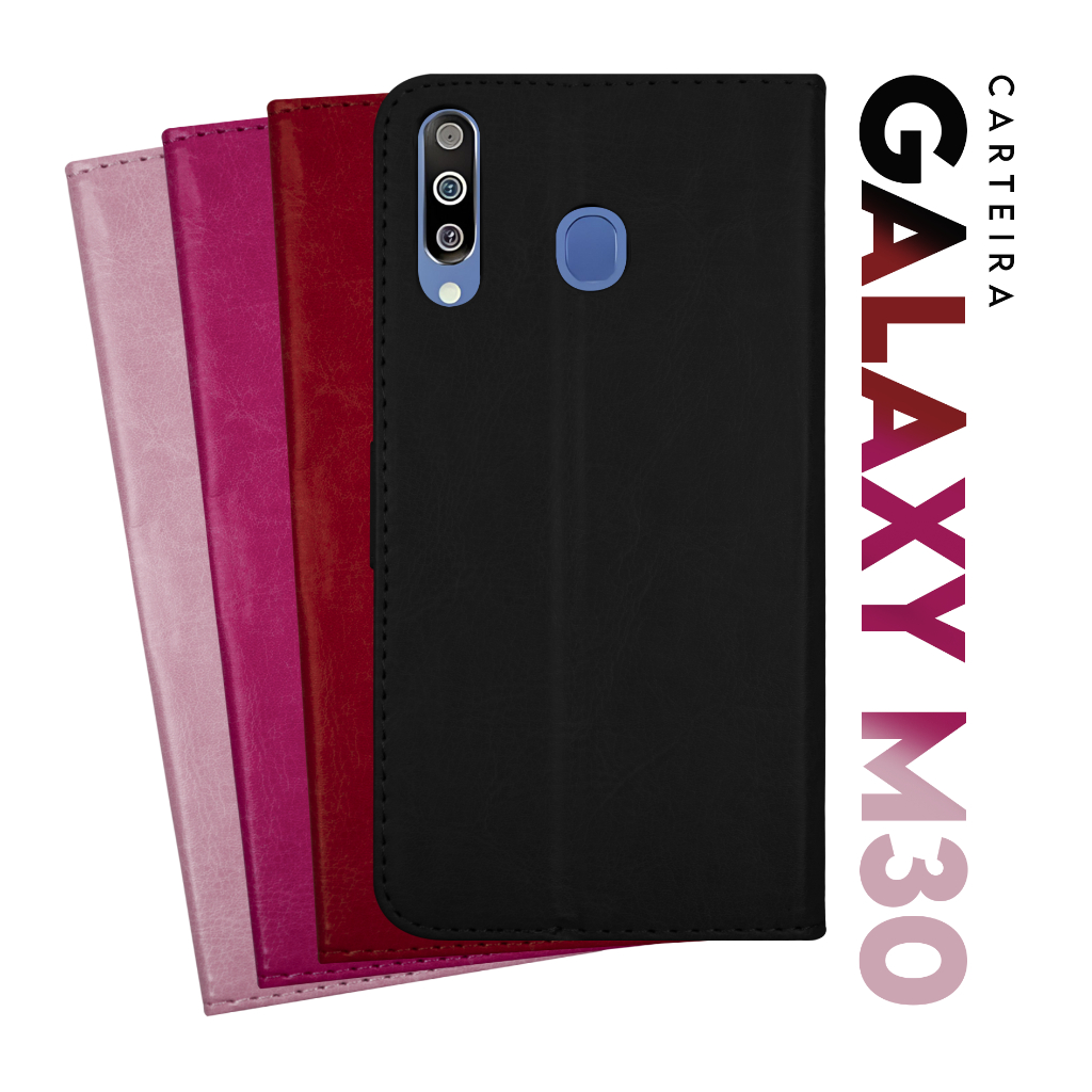 Capa Case Capinha Carteira Flip Cover Couro Sintético PRETA Para Samsung Galaxy M30 M305 tela 6.4  pol - Cell in Power25