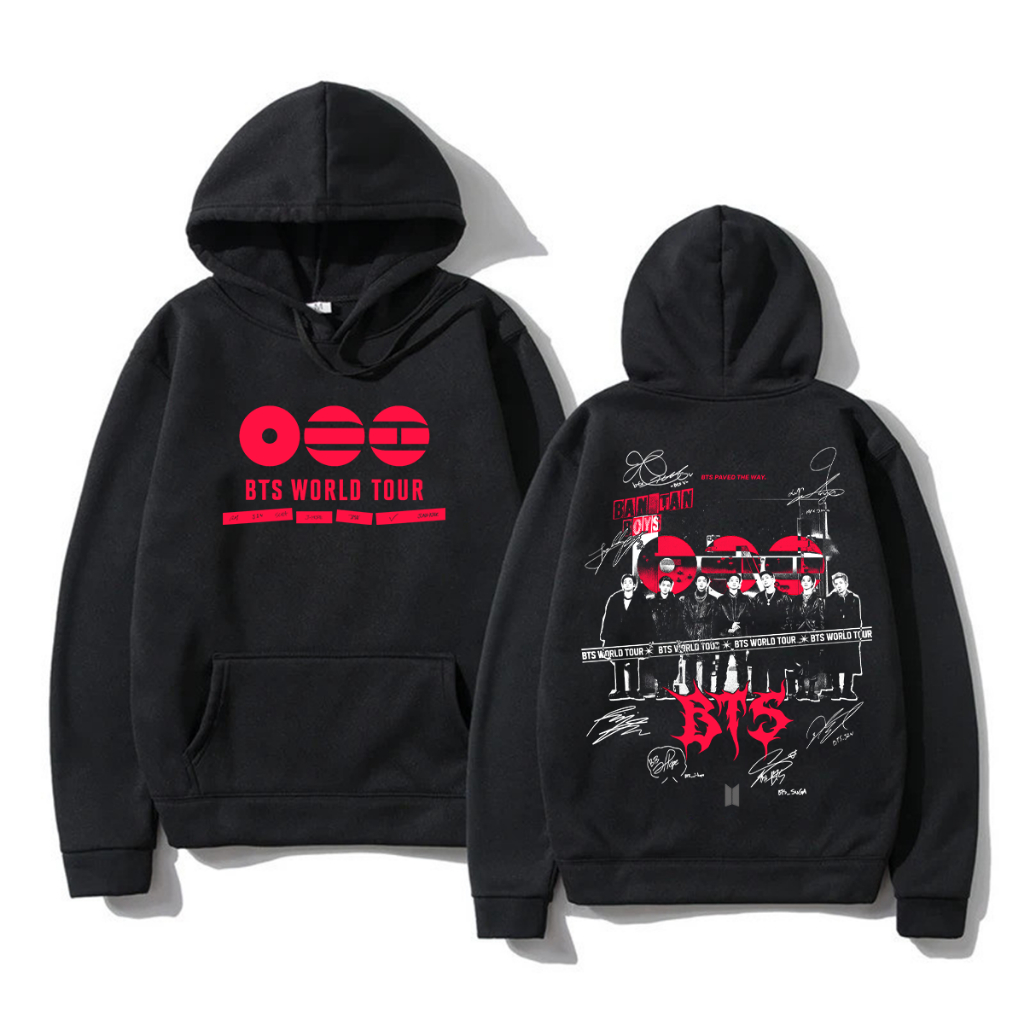 Blusa de Frio Moletom BTS World Tour Show Brasil 2026 Novo Album Arirang Frente e Costa Turnê Mundial Army Kpop Bangtan