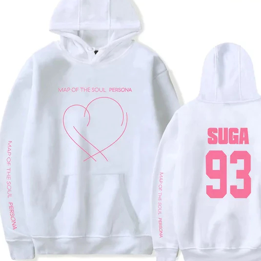 Blusa de Frio Moletom Canguru BTS Map Of the Soul Persona Suga 93 Frente e Costa Turnê Show Brasil 2026 Kpop Arirang